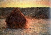 Claude Monet hay stack at sunset,frosty weather painting